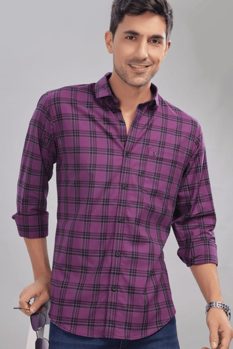 Purple and Black Multi Line Checks - Full-Stain Proof