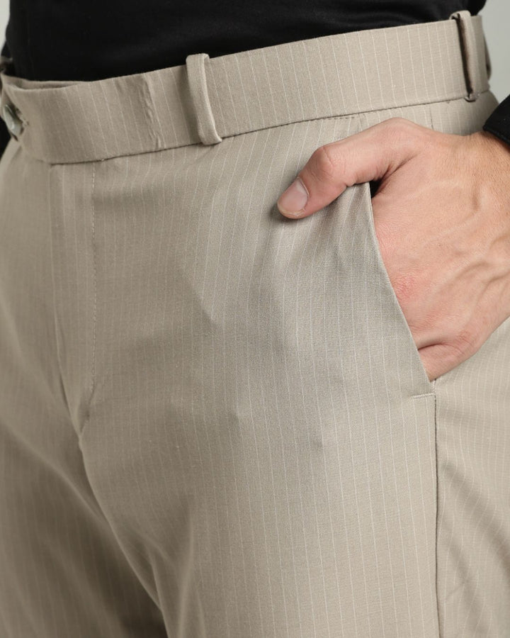 Dark Cream Mini Stripes - Wrinkle free Formal Pant
