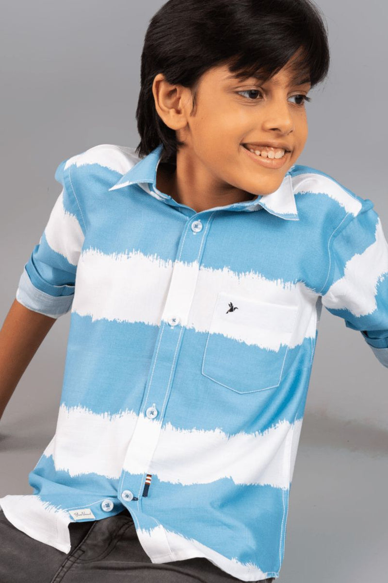 KIDS - Blue and White Stripes-Stain Proof Shirt