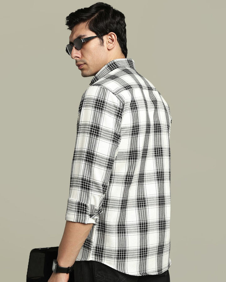 White Multi Line Checks - Full-Stain Proof