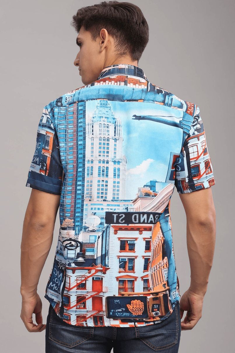 New York Tower Printed Shirt - Half - Wrinkle Free
