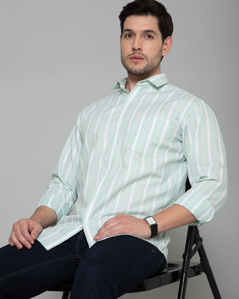 Green & White Bold Stripes - Full-Stain Proof