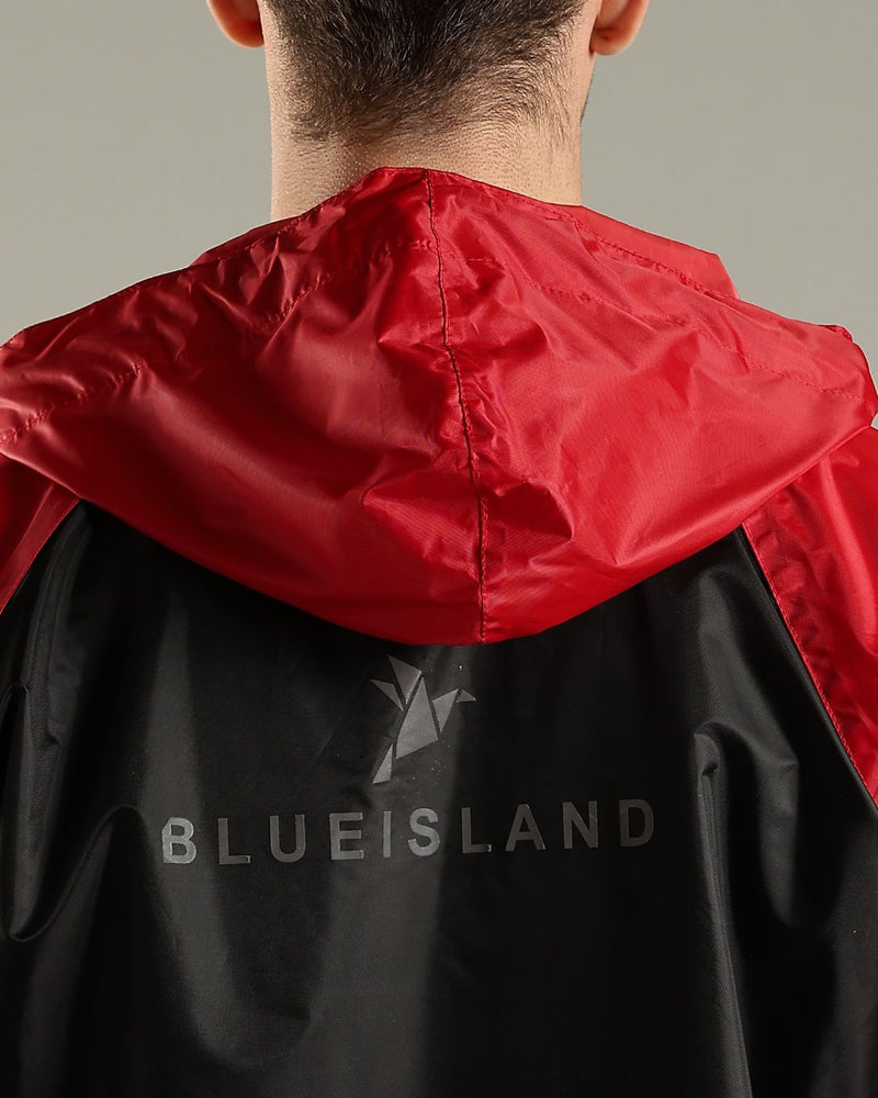 Black with Bright Red - Rain Jacket with Mobile Pouch