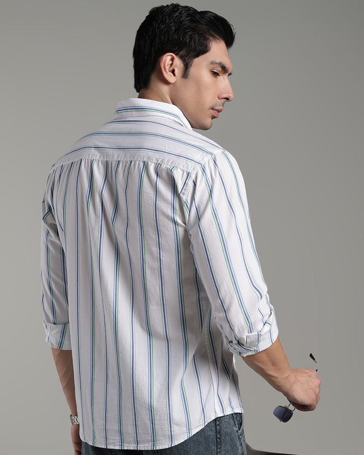 White Triple Colour Stripes - Full-Stain Proof