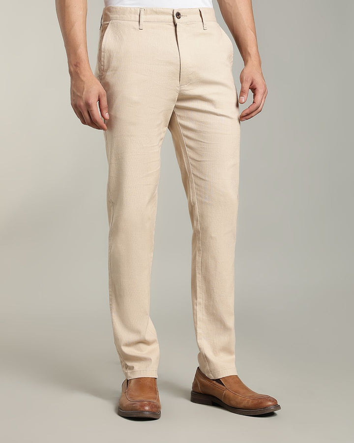 Dark Cream - 2 way stretch - COTTON LINEN PANT