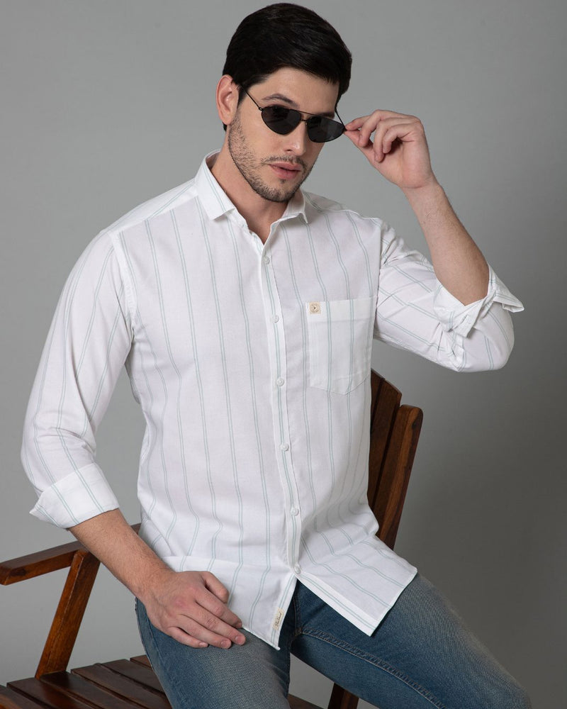 Green & White Linear Stripes - Full-Stain Proof