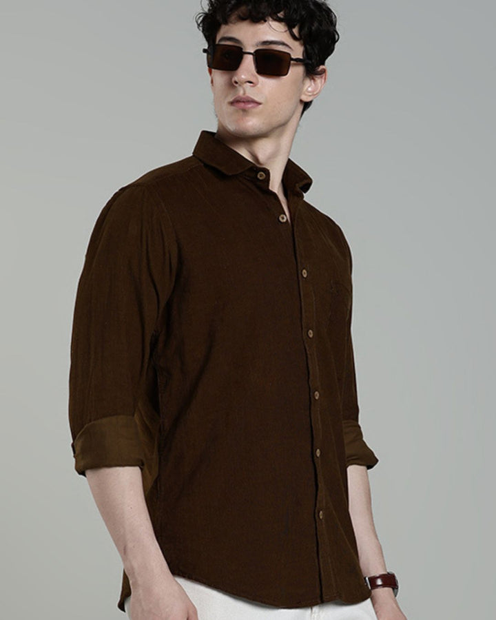 Lite Brown - Full-Corduroy Shirt