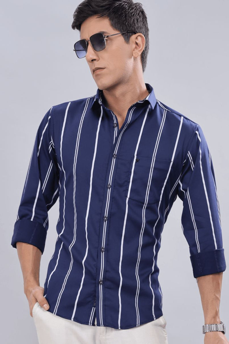 Navy Multi Line Stripes - Full-Stain Proof