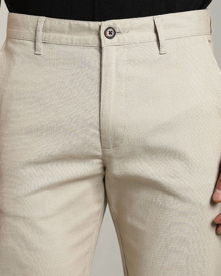 Dusty Cream - 2 way stretch - COTTON LINEN PANT