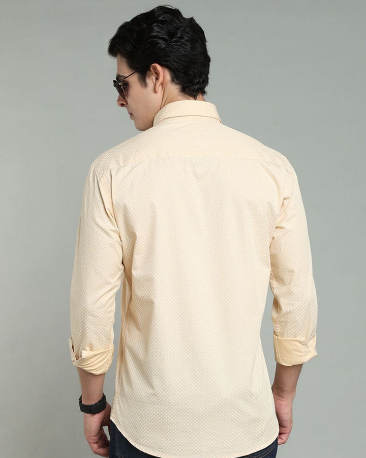 Beige Square Print -Full-Stain Proof