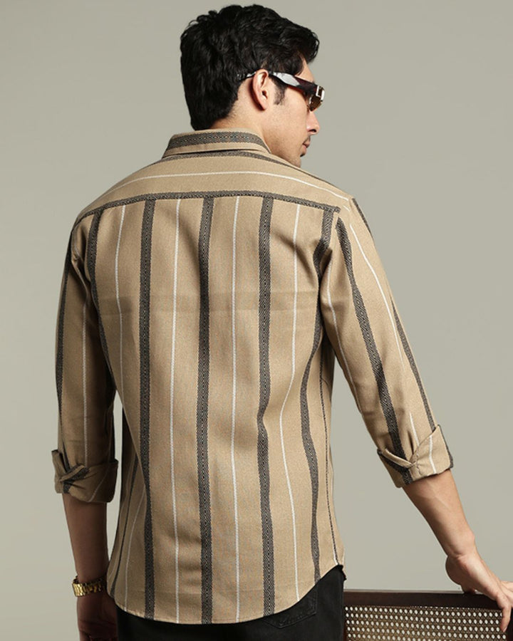 Desert Cream Monochrome Stripes  -Full-Stain Proof