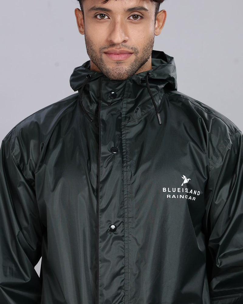 Military Green - Rain Jacket with Pant and Mobile Pouch