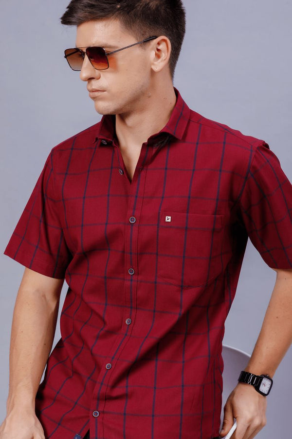 Classy Red Checks - Half Sleeve - Stain Proof