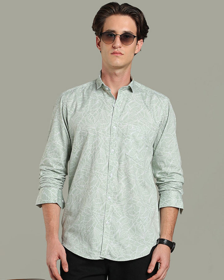 Green Leafy Print-Full-Stain Proof