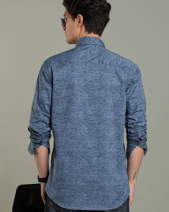 Slate Blue Ocean Print - Full-Stain Proof