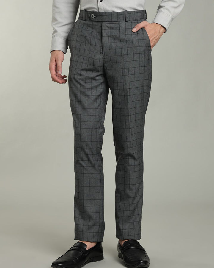 Slate Grey Box Checks - Wrinkle free Formal Pant