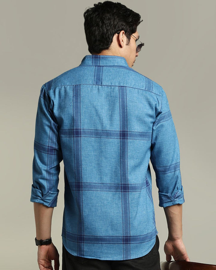 Denim Blue Large Checks -Full-Stain Proof
