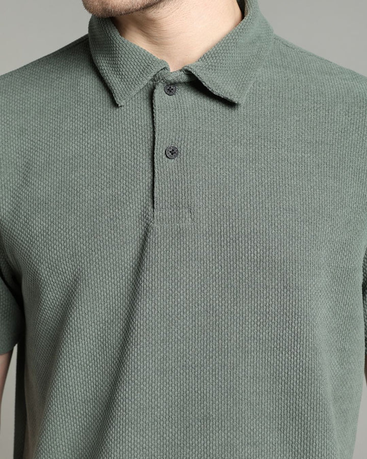 Sage Green Pop Textured - Polo Tshirt