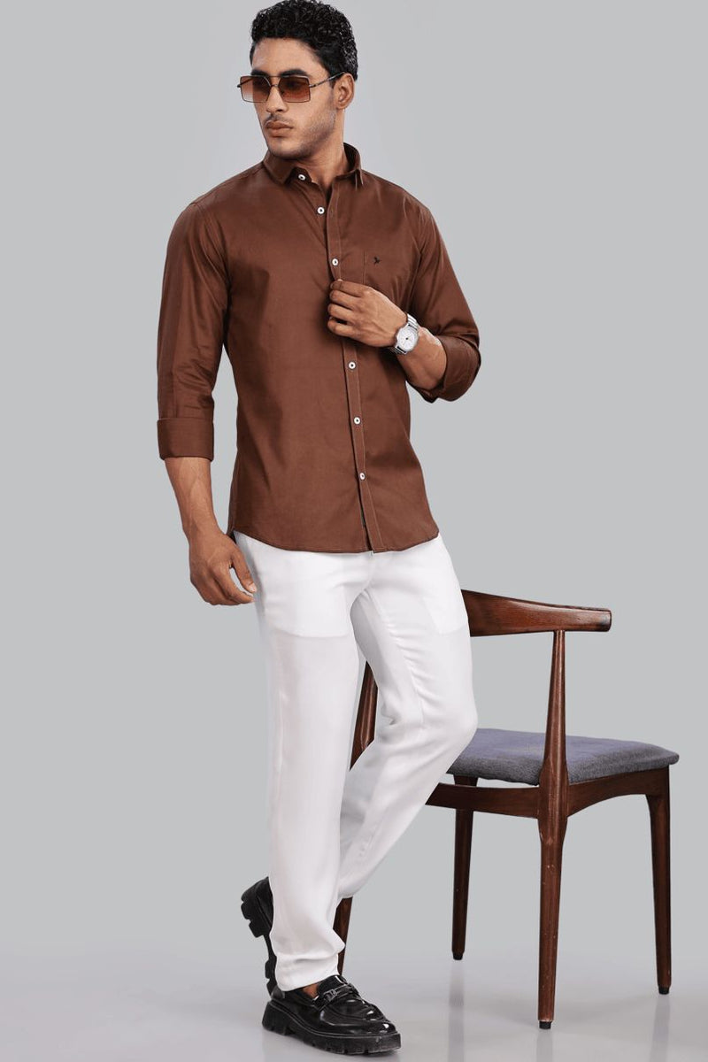 Caramel Brown Cotton Linen-Full-Stain Proof