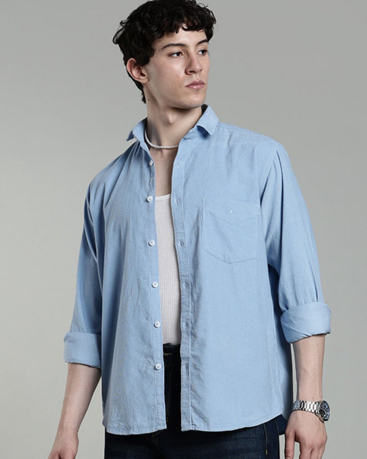 Sky Blue - Full-Corduroy Shirt