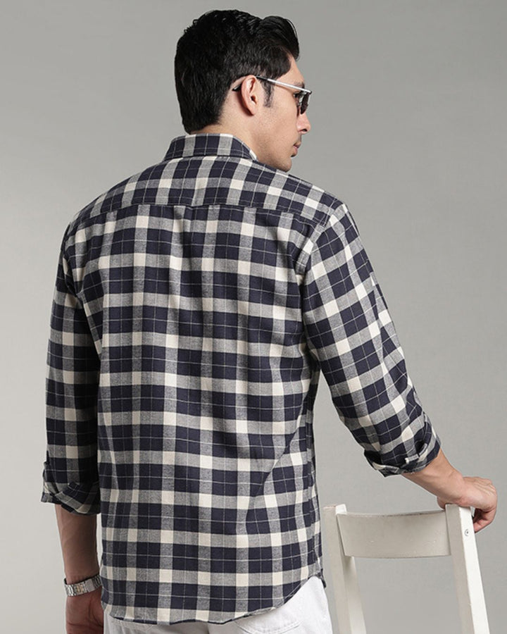 Navy & Cream Box Checks - Full-Stain Proof
