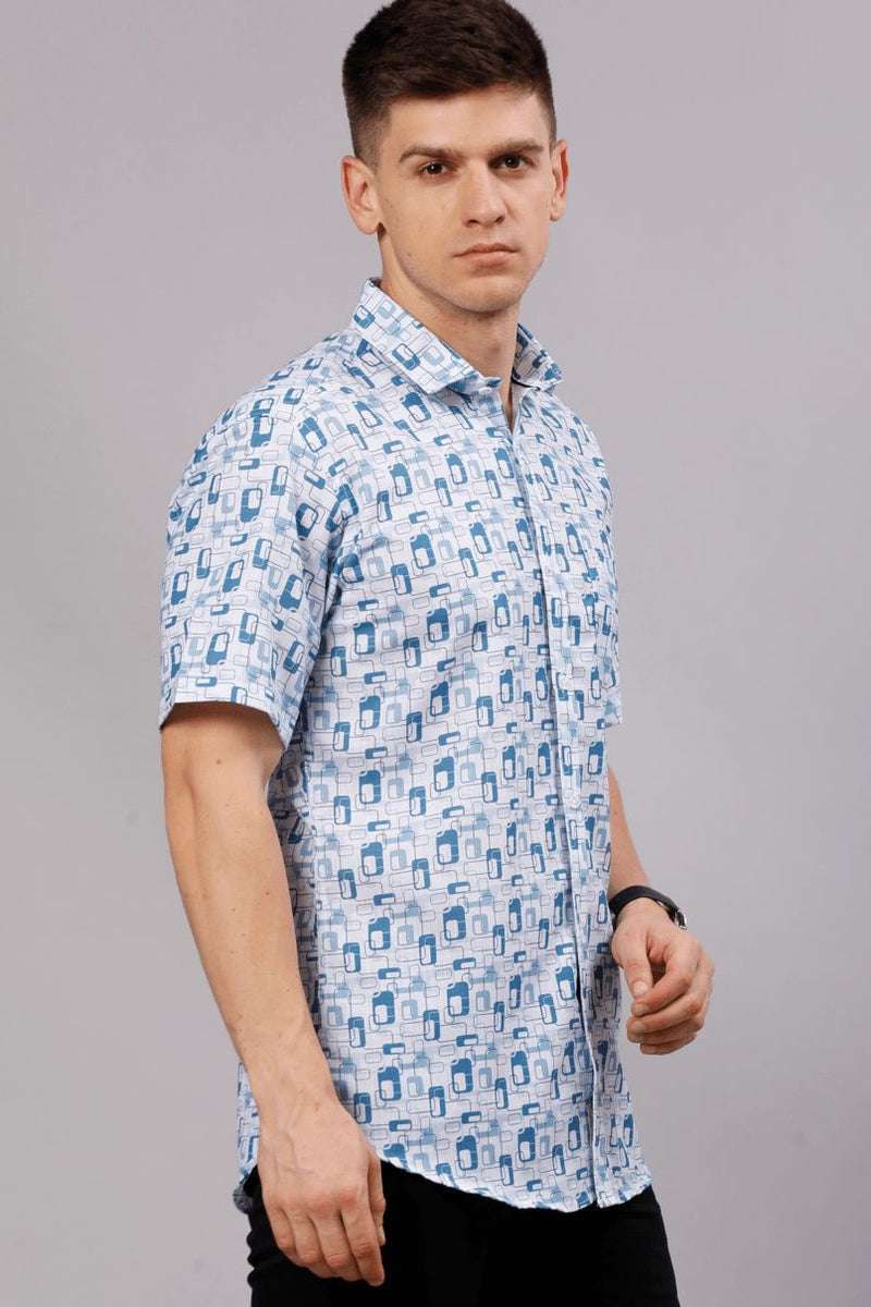 Blue Multi Capsule Print - Half Sleeve - Stain Proof