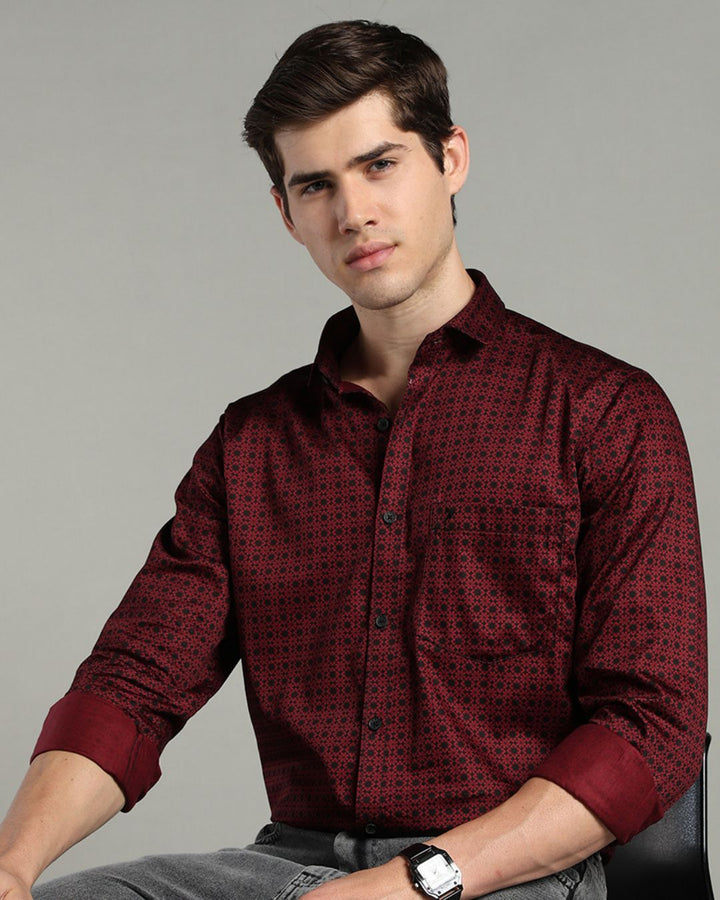 Maroon Mosaic Print -Full-Stain Proof