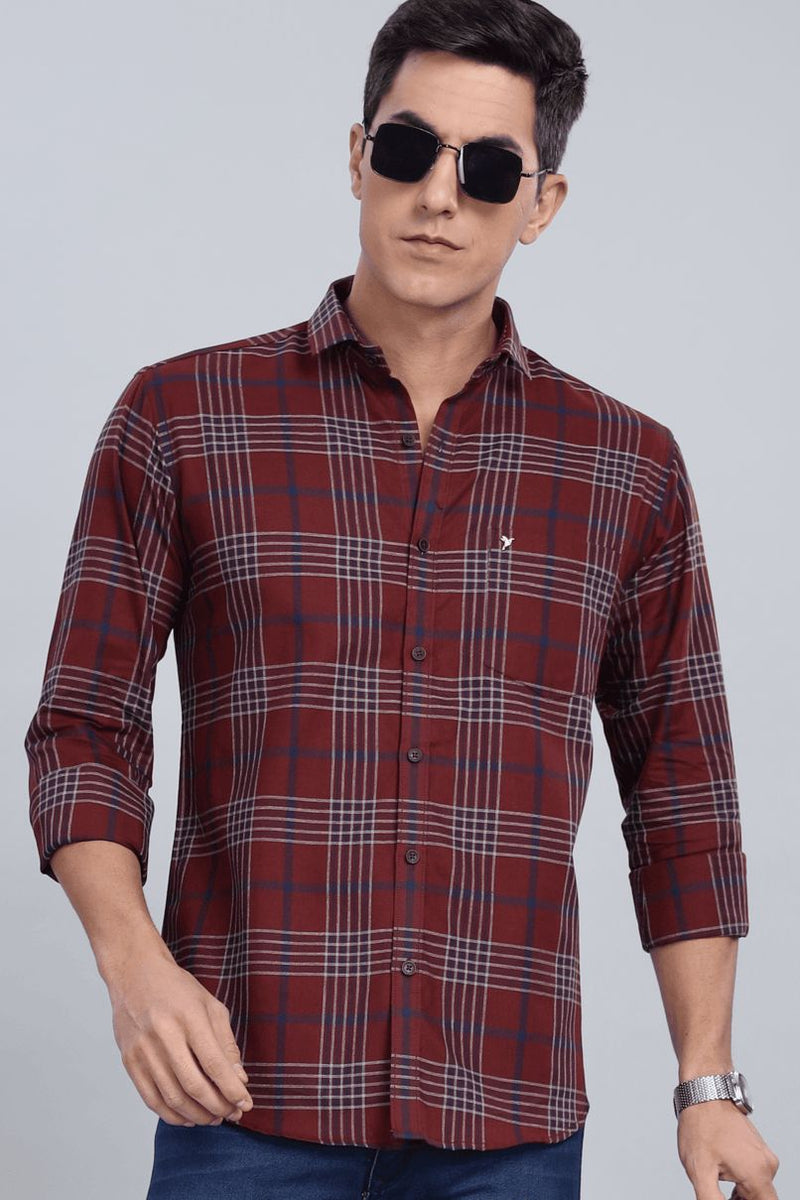 Maroon & Navy Line Checks - Full-Stain Proof