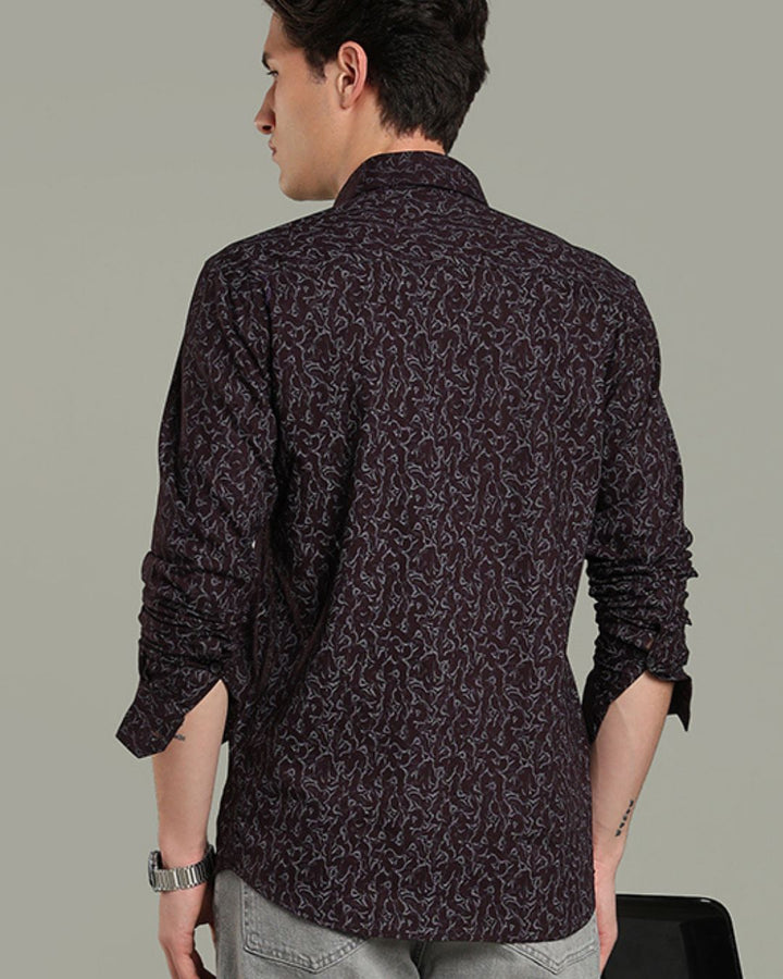 Dark Wine Mesh Print -Full-Stain Proof