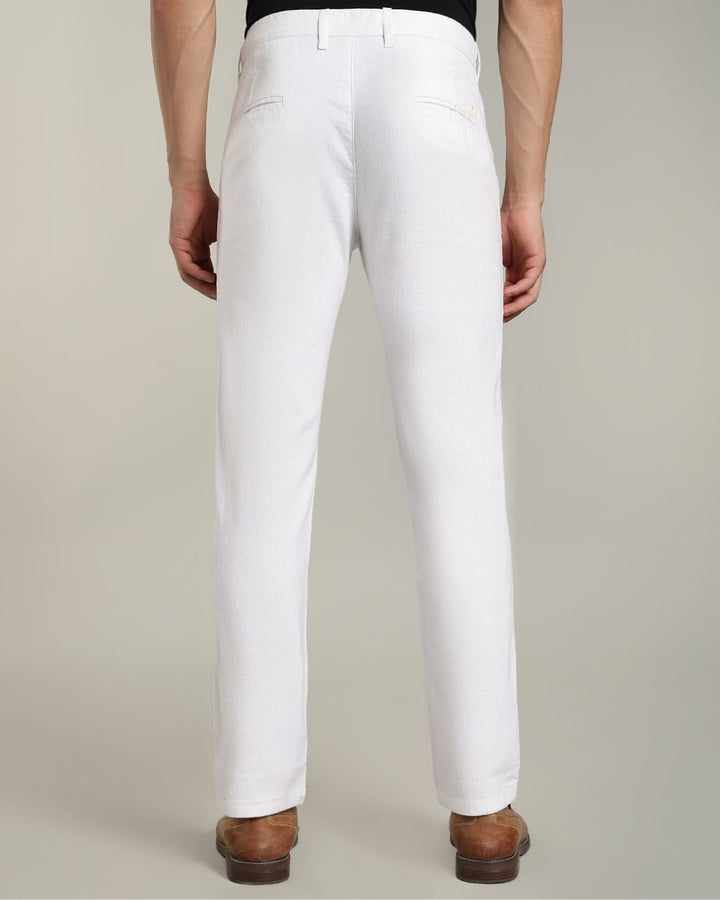 White - 2 way stretch - COTTON LINEN PANT