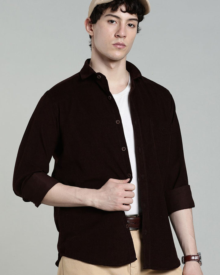 Dark Brown -Full-Corduroy Shirt