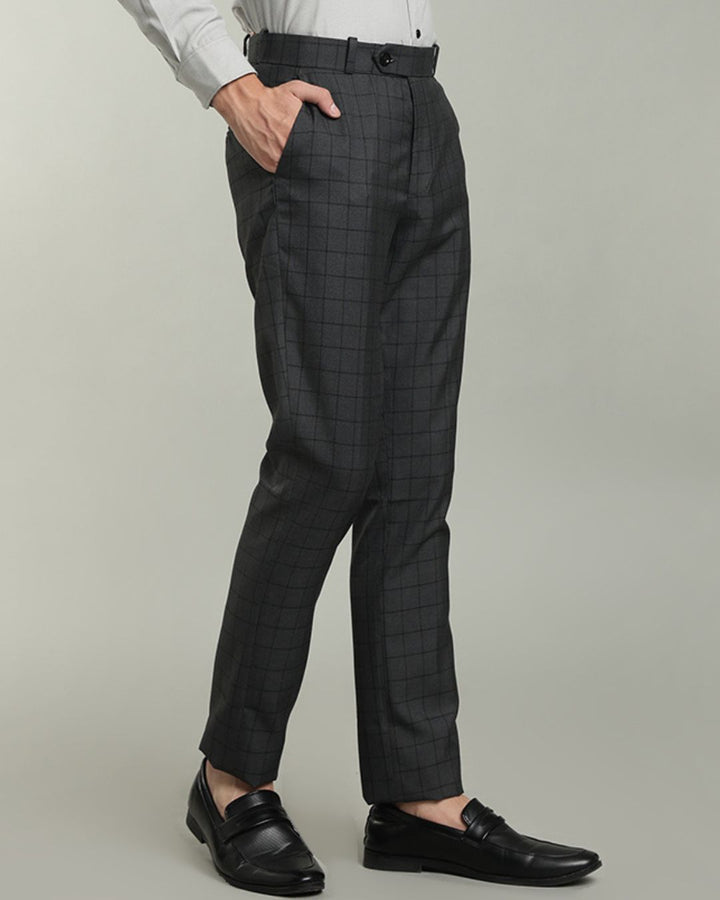 Charcoal Grey Box Checks - Wrinkle free Formal Pant