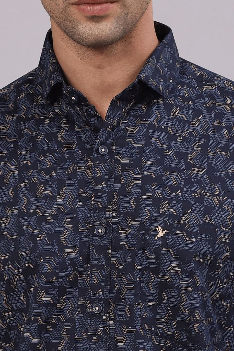 FATHER & SON - Navy Semi Hexagon Print