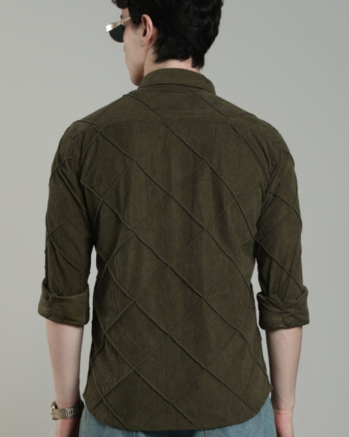 Olive Thread Checks - Full-Corduroy Shirt