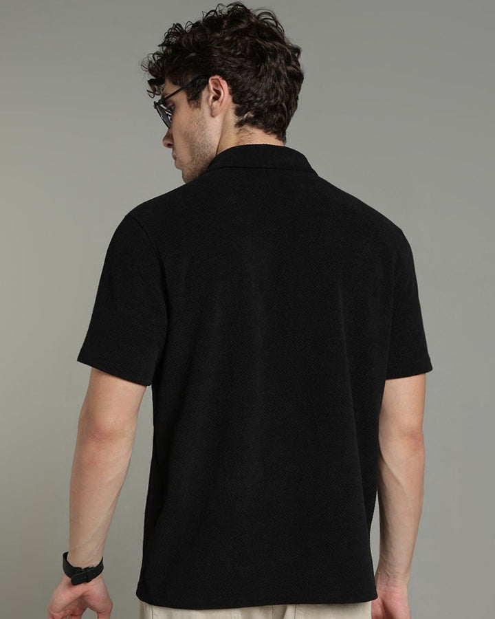 Black Pop Textured - Polo Tshirt