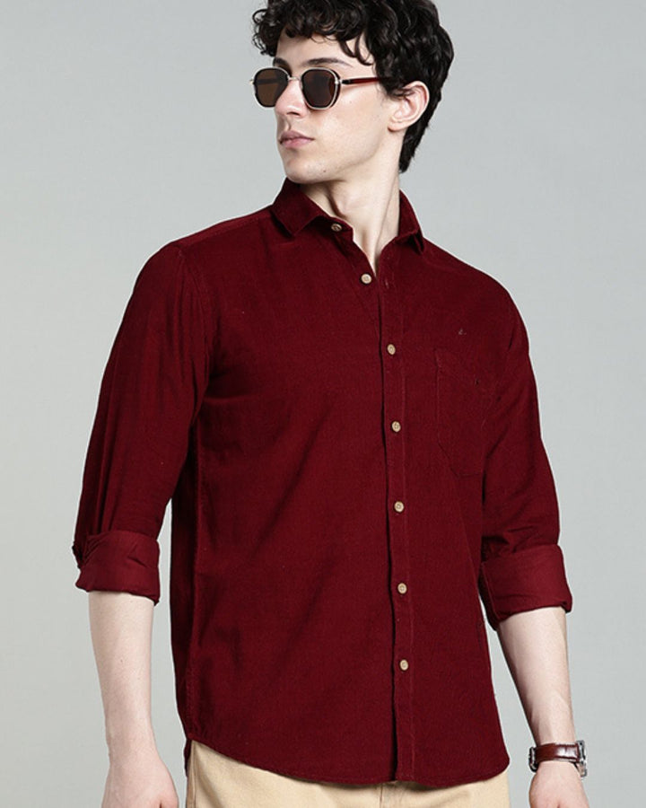 Maroon - Full-Corduroy Shirt