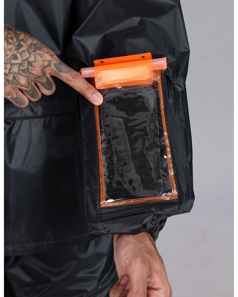 Grey - Rain Jacket with Pant and Mobile Pouch