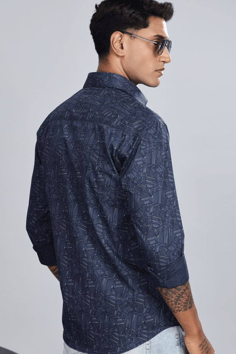 Stylish Navy & Silver Print -Full-Stain Proof