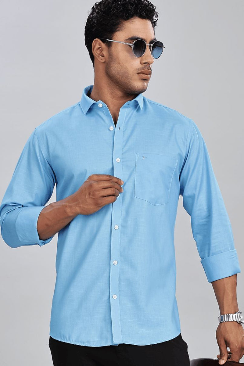 Bright Blue Cotton Linen-Full-Stain Proof