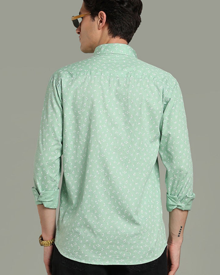 Mint Green Flower Print - Full-Stain Proof