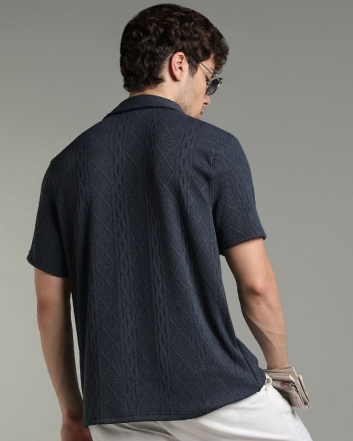 Navy Infinity Textured - Polo Tshirt