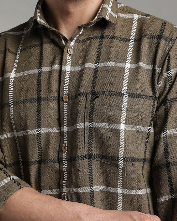 Khaki Green Monochrome Checks -Full-Stain Proof