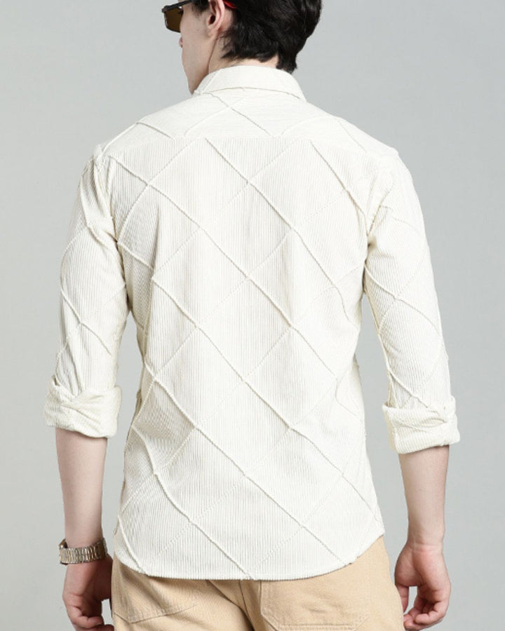 Cream Thread Checks - Full-Corduroy Shirt