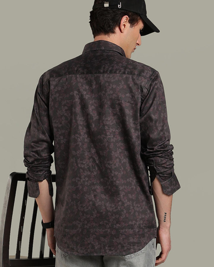 Purple Leaf Print -Full-Stain Proof