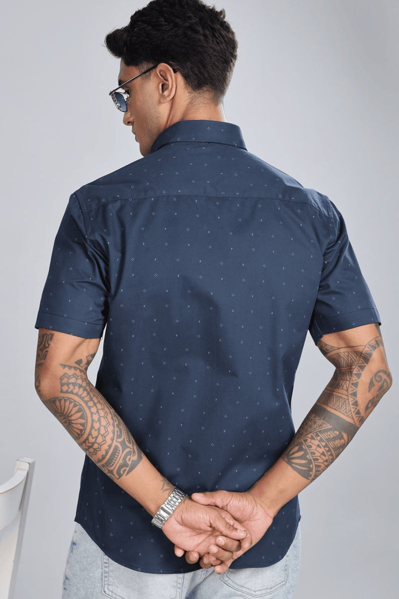 Navy Twinkle Print - Half Sleeve - Stain Proof