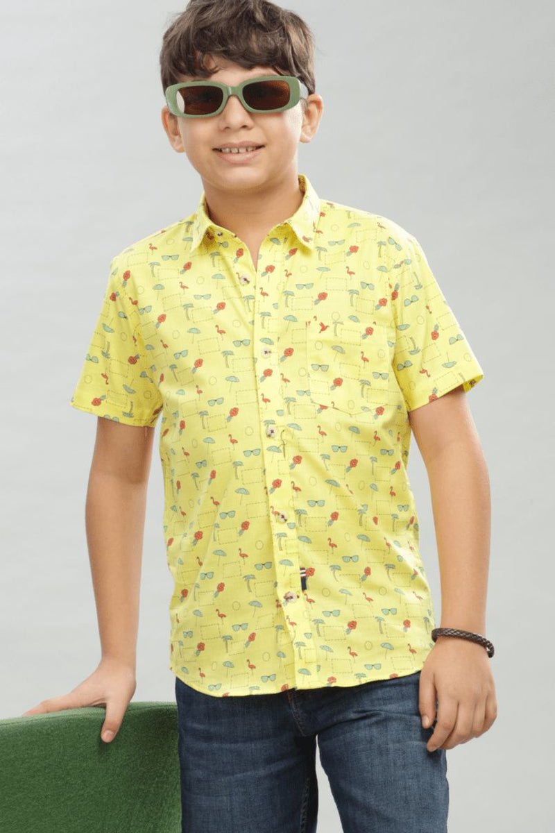 KIDS - Bright Yellow Desert Print - Half-Stain Proof Shirt