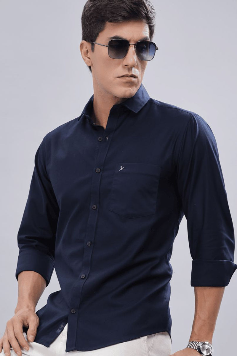 Navy Blue Solid-Full-Stain Proof