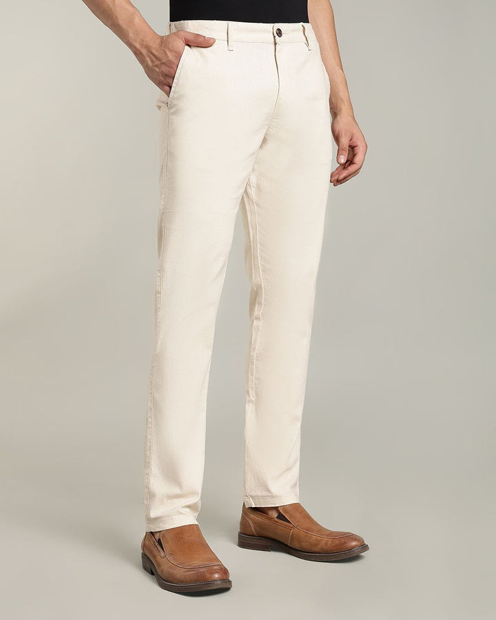 Cream - 2 way stretch - COTTON LINEN PANT