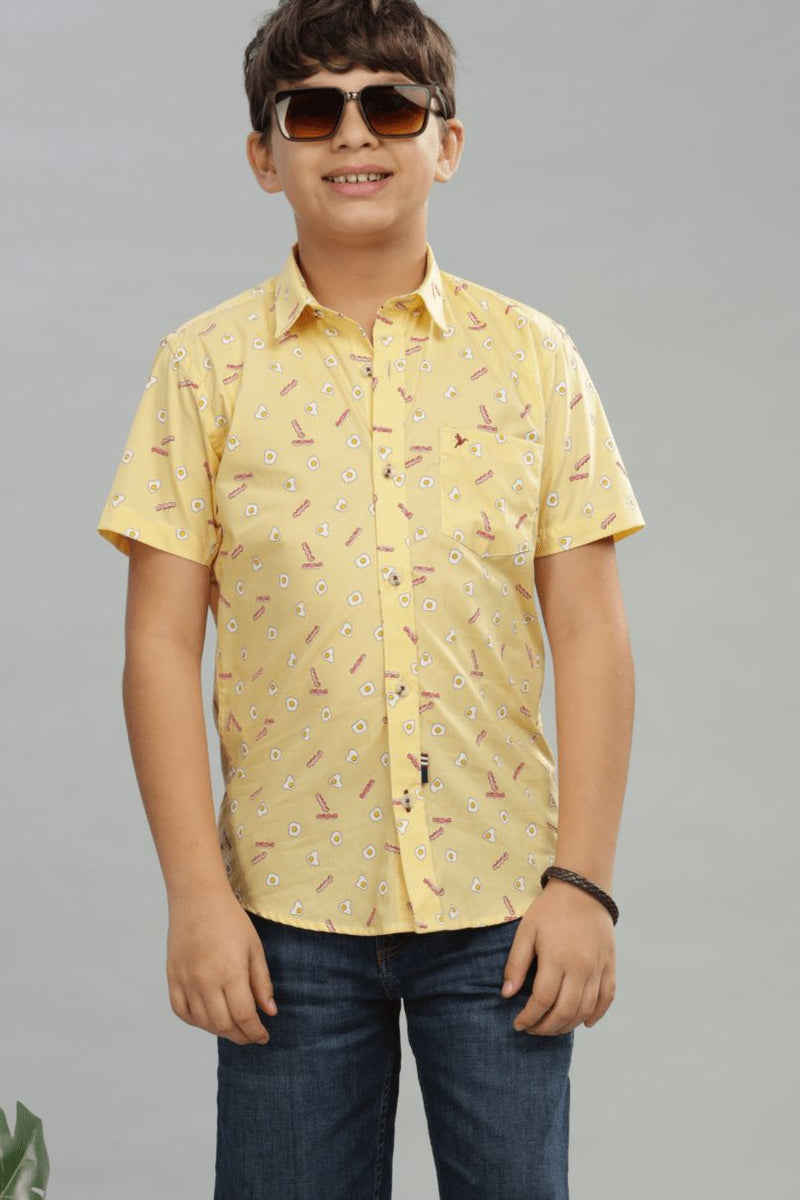 KIDS - Yellow Yolk Print - Half-Stain Proof Shirt