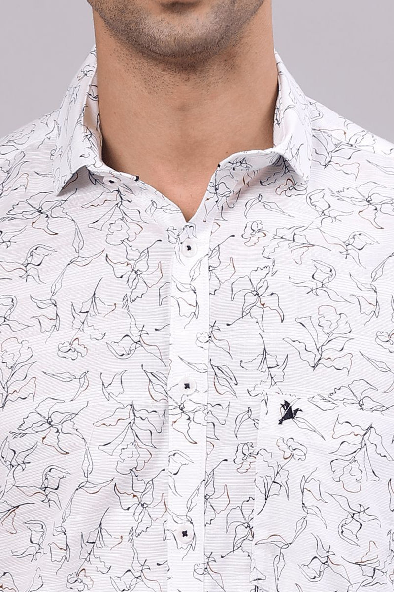 FATHER & SON - White Leafy Print